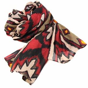 HAND-PRINTED COTTON SCARF, IKAT DIAMOND DESIGN
